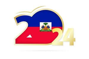 Year 2024 with Haiti Flag pattern. vector