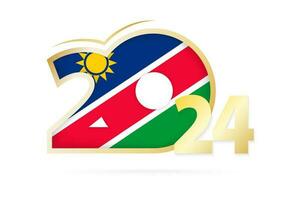 Year 2024 with Namibia Flag pattern. vector