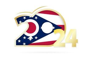 Year 2024 with Ohio Flag pattern. vector