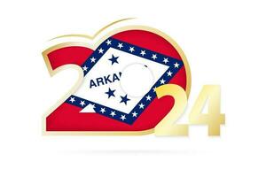 Year 2024 with Arkansas Flag pattern. vector