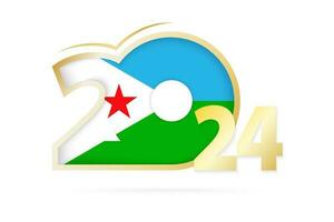 Year 2024 with Djibouti Flag pattern. vector