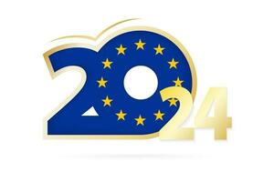 Year 2024 with European Union Flag pattern. vector