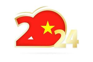 Year 2024 with Vietnam Flag pattern. vector