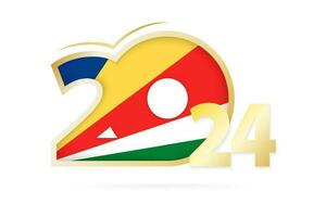 Year 2024 with Seychelles Flag pattern. vector