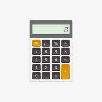 Vector calculator with gray and orange buttons on white background.