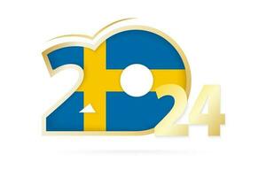 Year 2024 with Sweden Flag pattern. vector