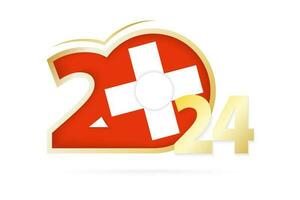 Year 2024 with Switzerland Flag pattern. vector