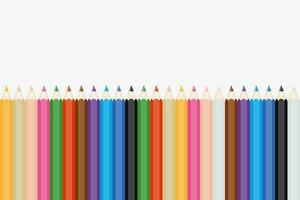 Vector pencil set in rainbow colors, colored pencils set in various colors.