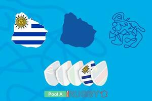 Maps of Uruguay in three versions for rugby international championship. vector