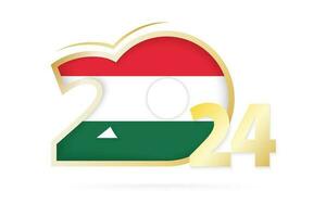 Year 2024 with Hungary Flag pattern. vector