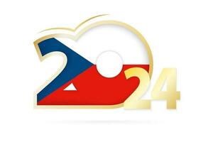 Year 2024 with Czech Republic Flag pattern. vector