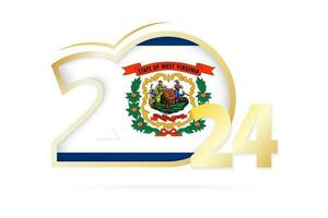 año 2024 con Oeste Virginia bandera modelo. vector