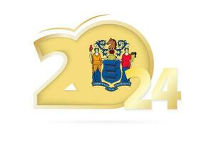 Year 2024 with New Jersey Flag pattern. vector