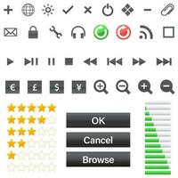 Set of media player icons in line style. vector