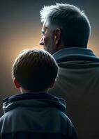 AI Generated Close-up Picture of Father and Son Seen from Behind photo