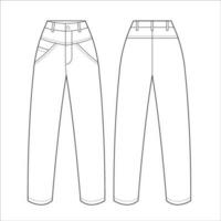 Pants, Trousers Vector Flat Sketch Template