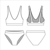 Ladies Swimsuit Top and Bottom vector flat sketch
