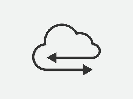 Technology icon vector cloud computing connection. Big data global server. Line design symbol.