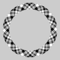 Circle borders and frames vector. Round border pattern geometric vintage frame design. Scottish tartan plaid fabric texture. Template for gift card, collage, scrapbook or photo album and portrait. vector