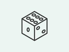 Dice toy icon on white background. Line style vector illustration.