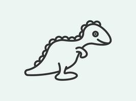 Dino toy icon on white background. Line style vector illustration.