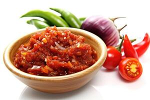 stock photo of sambal food photography isolated white background AI Generated