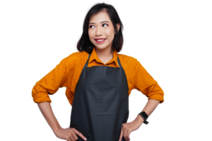 Smiling asian woman looking sideways png