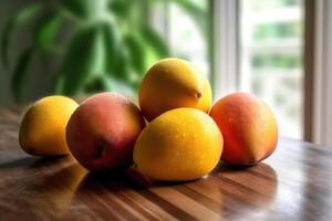 mangos fruit in The kitchen table Food Photography AI Generated photo