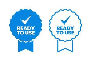 Ready to use vector icon. Blue color, badge, ribbon, circle. Vector Illustration