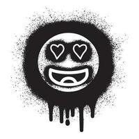 Smiling face emoticon graffiti with black spray paint vector