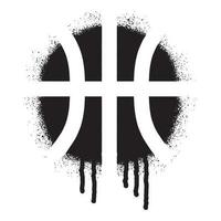 Basketball stencil graffiti with black spray paint vector