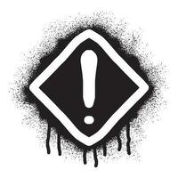 Warning sign icon stencil graffiti with black spray paint vector