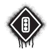 Traffic light icon stencil graffiti with black spray paint vector