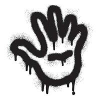 Hand stop icon graffiti with black spray paint vector