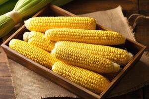 stock photo corn in kitchen table flat lay AI Generated