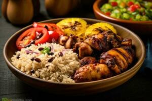 jamaicano comida fotografía ai generado foto