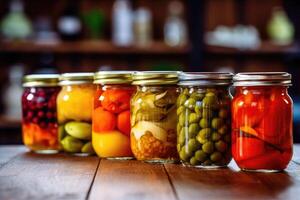 canned fruit in The kitchen table Food Photography AI Generated photo