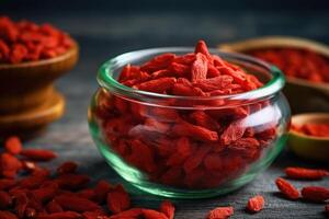 stock photo of goji berry the kitchen table flat lay AI Generated