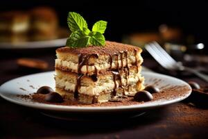 stock photo of tiramisu food photography studio light AI Generated