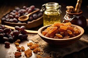 raisins in The kitchen table Food Photography AI Generated photo