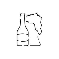 Beer Line Icon. Contains such Icons as Barrel, Six-pack, Keg, Signboard, Mug, drinks. Alcohol pub or bar glass. Two glasses of beer toasting creating splash on white background. Vector illustration