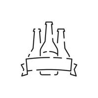 Beer Line Icon. Contains such Icons as Barrel, Six-pack, Keg, Signboard, Mug, drinks. Alcohol pub or bar glass. Two glasses of beer toasting creating splash on white background. Vector illustration