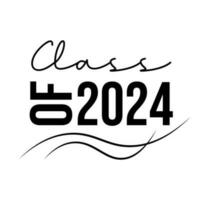 Class of 2024, word lettering script banner. Congrats Graduation lettering with academic cap. Template for design party high school or college, graduate invitations. vector