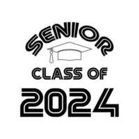 Class of 2024, word lettering script banner. Congrats Graduation lettering with academic cap. Template for design party high school or college, graduate invitations. vector