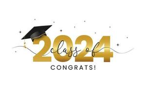 Vector illustration of gold design for graduation ceremony. Class of 2024. Congratulations graduates typography design template for shirt, stamp, logo, card, invitation etc.