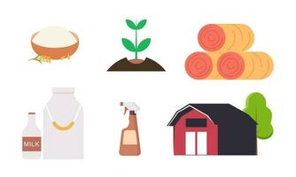 Set of farm house and nature elements logo vector