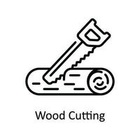 Wood Cutting Vector  outline Icon Design illustration. Home Repair And Maintenance Symbol on White background EPS 10 File
