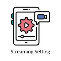 Streaming Setting Vector  Fill outline Icon Design illustration. Online streaming Symbol on White background EPS 10 File