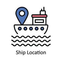 Ship Location Vector Fill outline Icon Design illustration. Map and Navigation Symbol on White background EPS 10 File