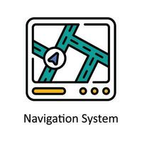 Navigation System Vector Fill outline Icon Design illustration. Map and Navigation Symbol on White background EPS 10 File